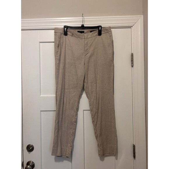Banana Republic Women’s Size 14 Linen Blend Trouser Pants Beige Tan Ryan Fit - Picture 1 of 7
